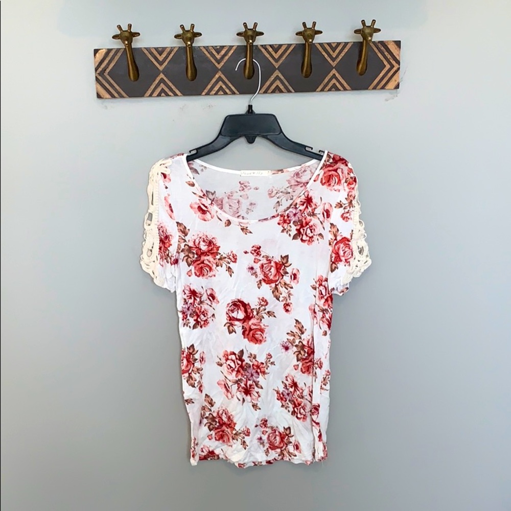 White and Pink floral shirt